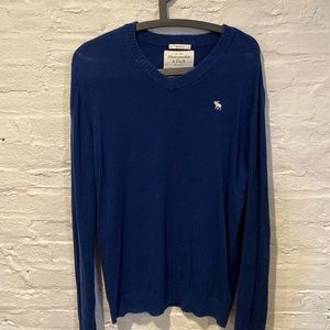 Abercrombie & Fitch cashmere blend v neck blue large muscle